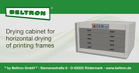 Drying cabinet for horizontal drying of printing frames